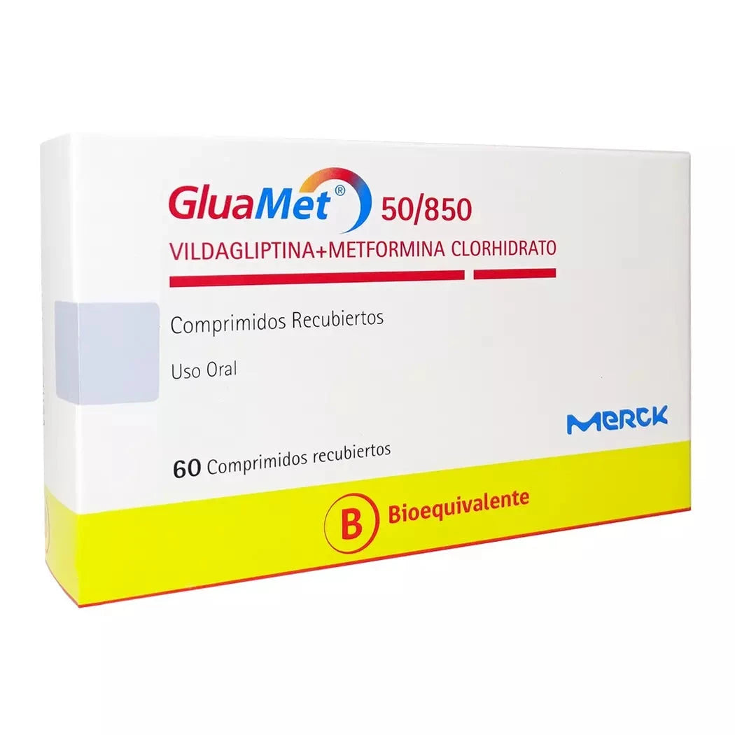 GluaMet 50/850 mg x 60 Comprimidos Recubiertos MERCK
